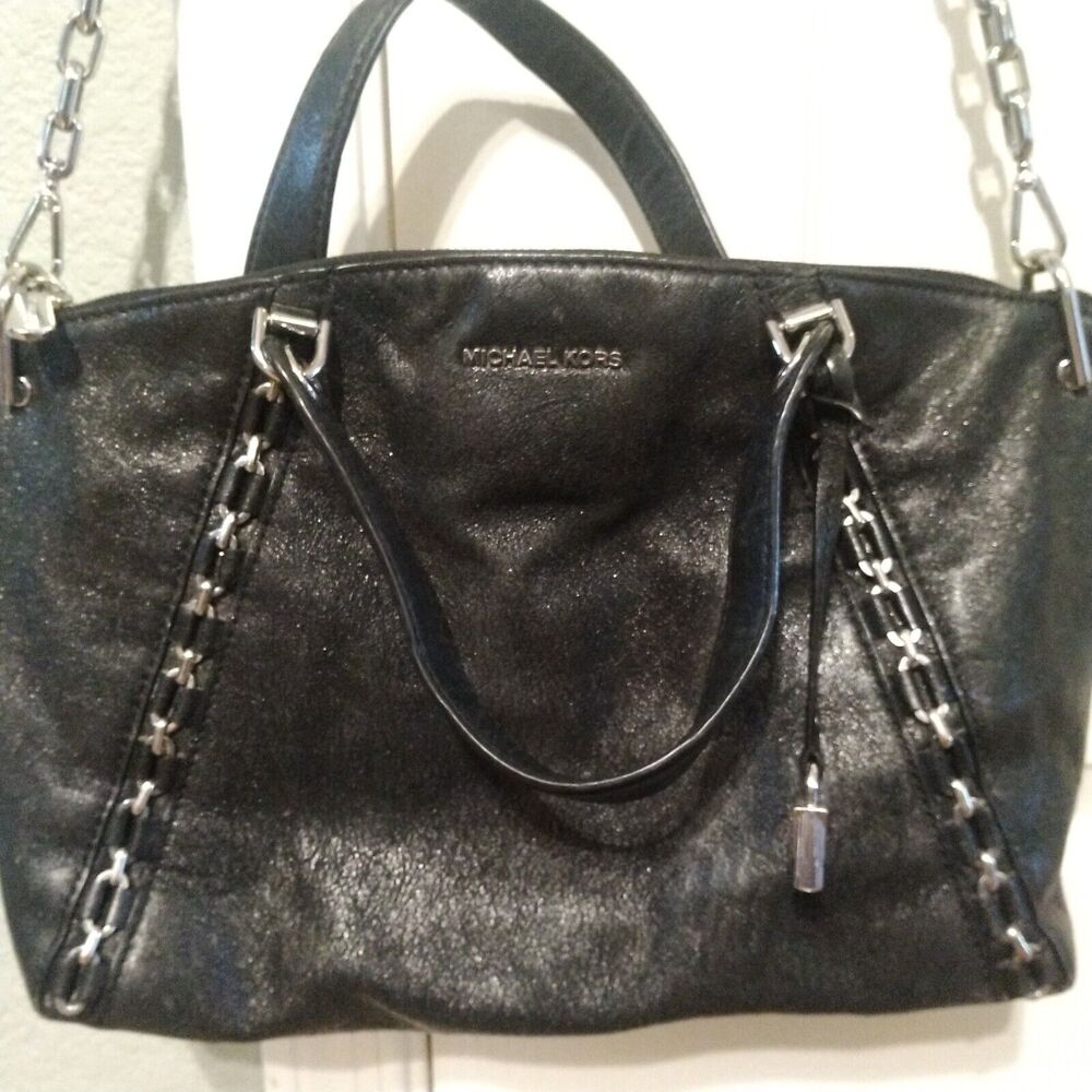 Michael Kors Sadie Patent Black Leather Satchel Crossbody Bag Shoulder Bag